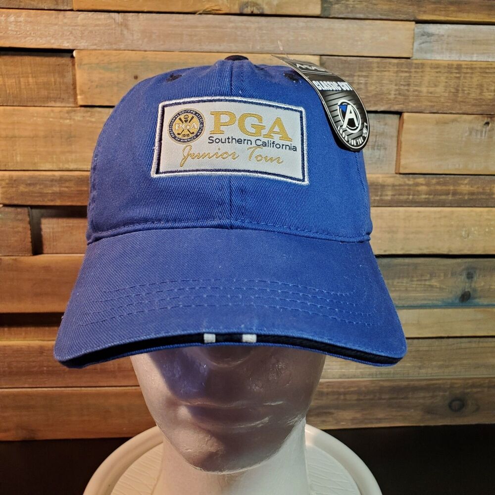 PGA Junior Tour Hat Mens Blue Strap Back Ahead Headgear Cap New With Tags